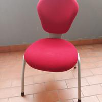 SEDIA D’UFFICIO TESSUTO ROSSO E METALLO GRIGIO