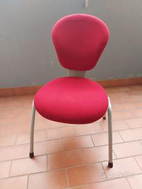 SEDIA D’UFFICIO TESSUTO ROSSO E METALLO GRIGIO