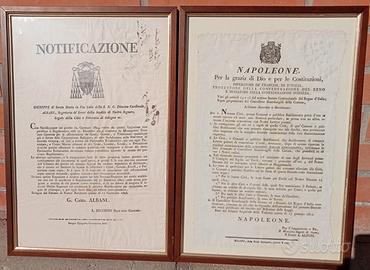 2 pergamene storiche incorniciate