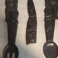 Utensili da cucina in legno intagliato arte africa