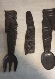 Utensili da cucina in legno intagliato arte africa
