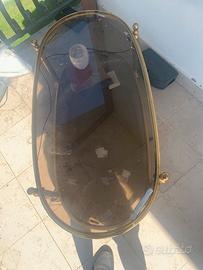 Tavolino basso ottone e cristallo