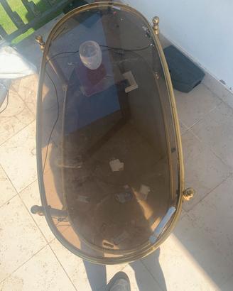 Tavolino basso ottone e cristallo