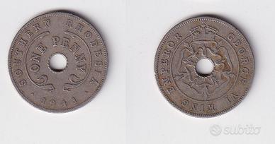 lotto 2 monete da 1 penny South Rhodesia 1939-1941