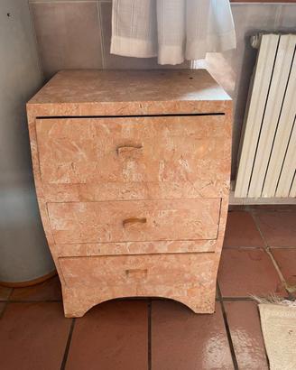 Cassettiera Sagomata Legno Lastratura Marmo rosa