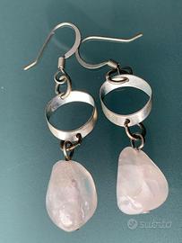Orecchini argento con pietra rosa