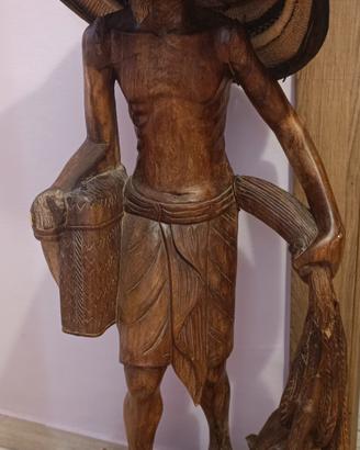 Statua di Legno Pescatore Bali 