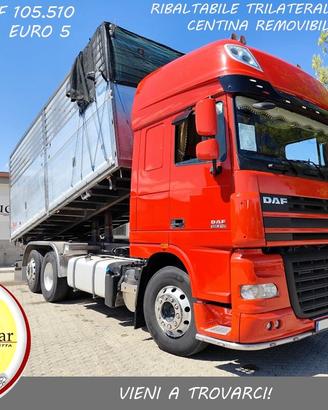 DAF XF 105.510-2011-€5-RIBALTABILE TRILATERALE+CEN