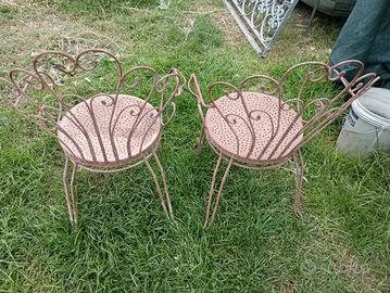 Coppia sedie in ferro Liberty da giardino