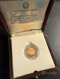Moneta oro repubblica italiana Sant’Antonio Padova