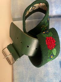 Cintura vintage stile Sud Tyrol 80/90 pelle/feltro