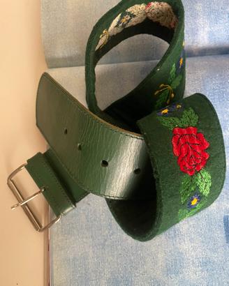 Cintura vintage stile Sud Tyrol 80/90 pelle/feltro