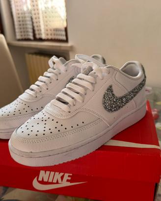 Scarpe Nike Air Force 1 tg 37,5 glitter argento