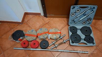 🏋️ Set Pesi Completo 66 Kg + Bilanciere 120 cm +