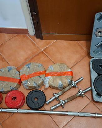 🏋️ Set Pesi Completo 66 Kg + Bilanciere 120 cm +