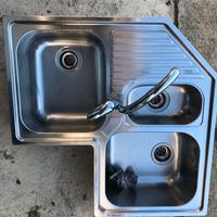 Lavandino cucina angolare acciaio