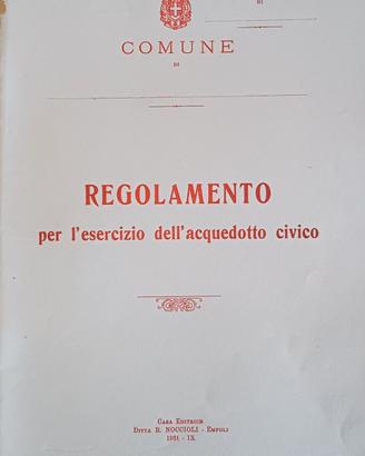  Libretto Regolamento Acquedotto Civico (1931 