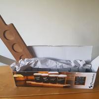 Set degustazione birra/antipastiera, vetro e legno