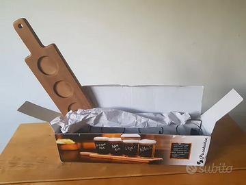 Set degustazione birra/antipastiera, vetro e legno