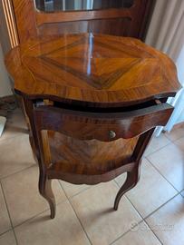 Tavolino d'Epoca Legno Intarsiato con Cassetto