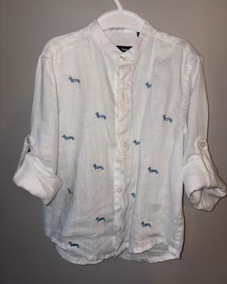 Camicia Harmont & Blaine Junior in lino bianca