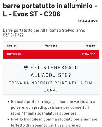barre portatutto alfa romeo stelvio nordrive 