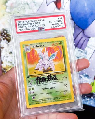 Pokemon Nidorino 1st Arita PSA Auto 10 base set