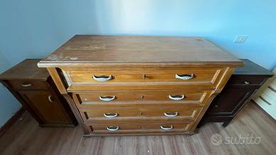 Cassettiera vintage in legno massello
