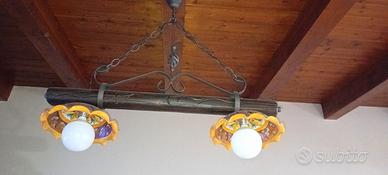 lampadari ferro battuto e ceramica 