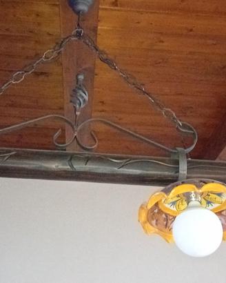 lampadari ferro battuto e ceramica 