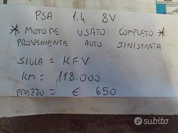 Motore usato completo psa 1.4 8v kfv