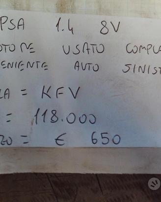 Motore usato completo psa 1.4 8v kfv