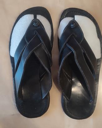 Sandali infradito in pelle e cuoio