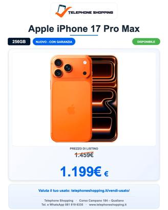 Apple iPhone 17 Pro 256GB Nuovo