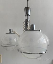 Lampada a sospensione anni 70 vetro, cromato
