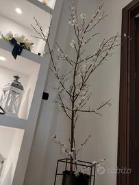Albero/Ramo artigianale in vero legno con fiori di
