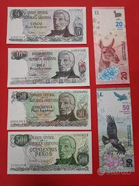 Set collezione 6 banconote Argentina Pesos