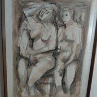 Quadro dipinto Carra' China e tempera su carta