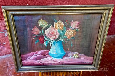 Quadro olio su tela natura morta 