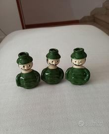 Vasetti portacandela in ceramica uomo con baffi 