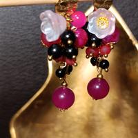 orecchini agata nera,gida fucsia,la basa acciai