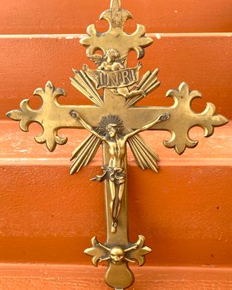 Rara croce bronzo pesante del 1700 originale