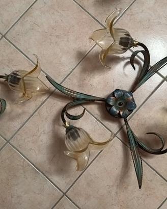 Lampadari Floreali in Metallo e Vetro