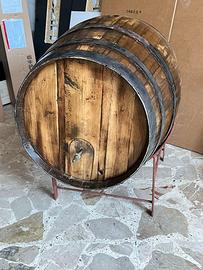 Botte in legno di castagno per arredo con supporto