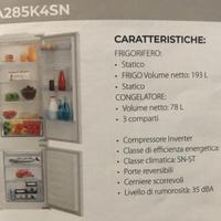 beko frigorifero incasso nuovo BCSA285K4SN