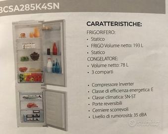 beko frigorifero incasso nuovo BCSA285K4SN