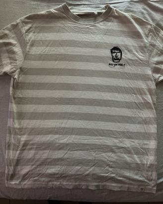maglia a striscie bianco e grigio taglia L