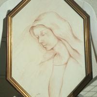Quadro su tela con testa di donna inclinata