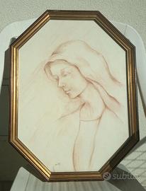 Quadro su tela con testa di donna inclinata