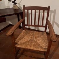 Sedia con seduta in vimini e braccioli